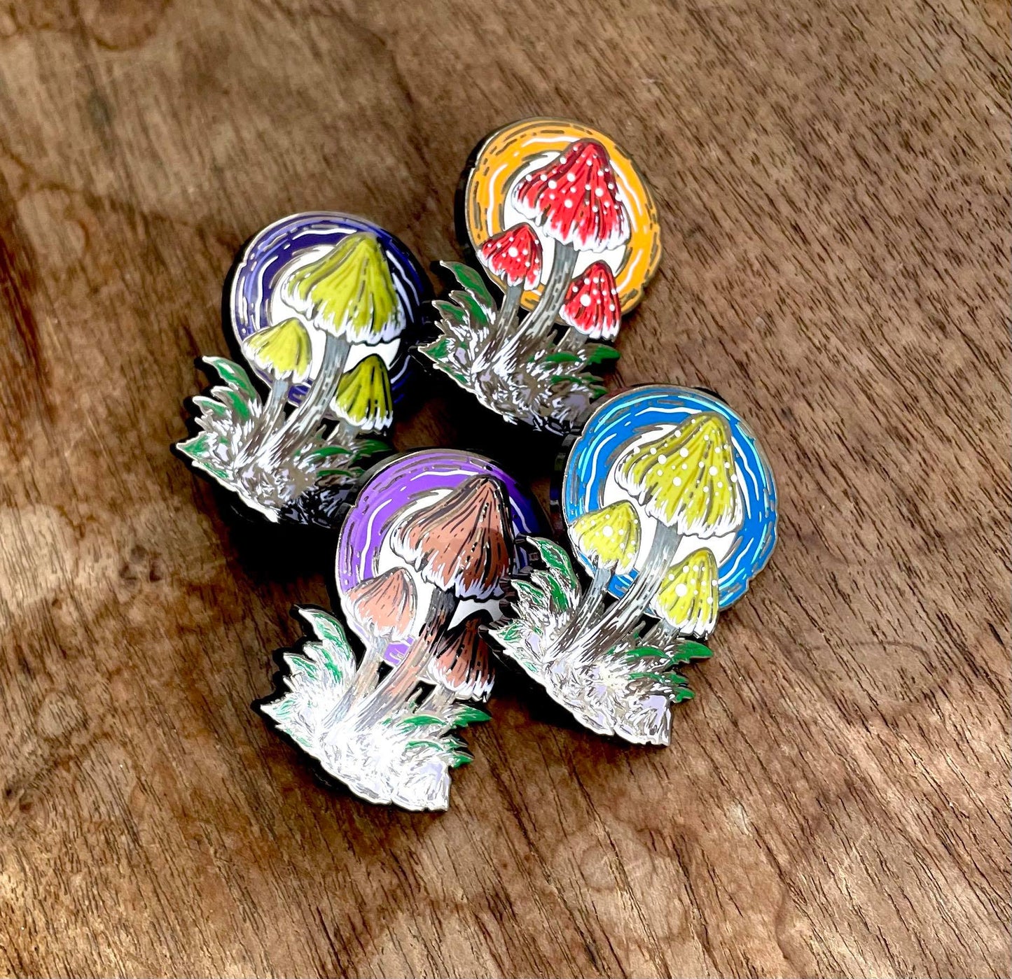 Psilly Fungi - Set of Four - Limited Edition Hard Enamel Mushroom Pins