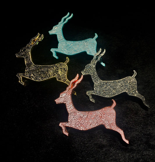 Running Antelope Monochromatic - Set of Four - Geometric Elegant Soft Enamel Limited Edition Pin Set
