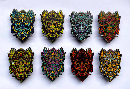 Oni Mask - Set of Eight - Batch 2 - Japanese Demon Art - Hard Enamel Limited Edition Pins