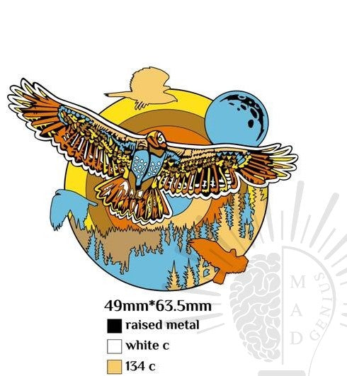 Hawk in Flight - Set of Four - Soft Enamel Double Layer Limited Edition Pins - PRESALE