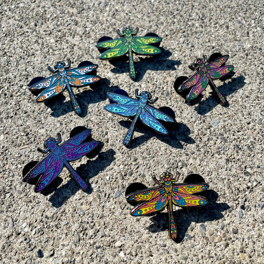 Flying Dragon - Set of Six Pins - Hard Enamel Limited Edition Dragonfly Pins