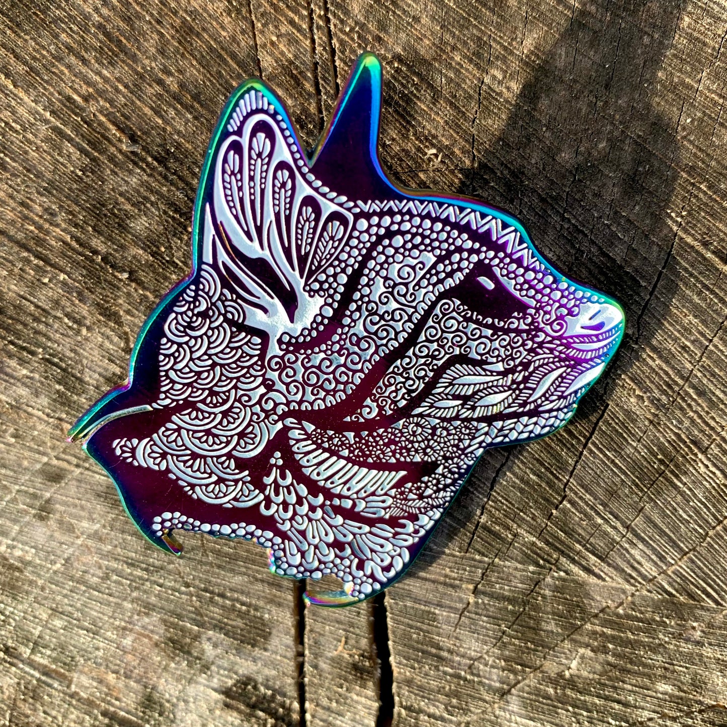 Meow...? Anodized Glow - UV Reactive Soft Enamel Cat Pins