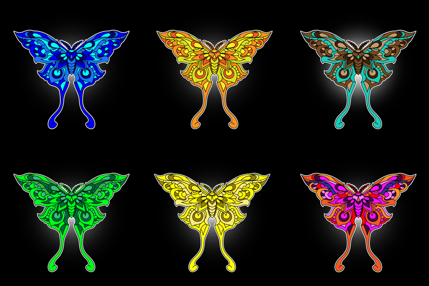 MOTH - Set of Six - Hard Enamel Limited Edition Luna Moth Pins