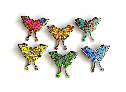 MOTH - Set of Six - Hard Enamel Limited Edition Luna Moth Pins