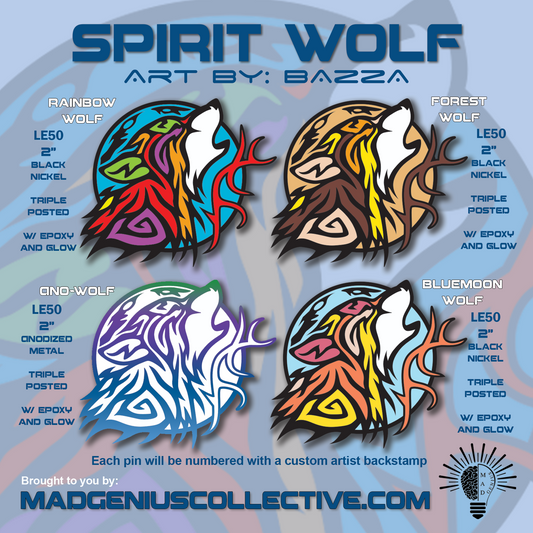 Spirit Wolf - Set of Four - Soft Enamel Limited Edition Pins