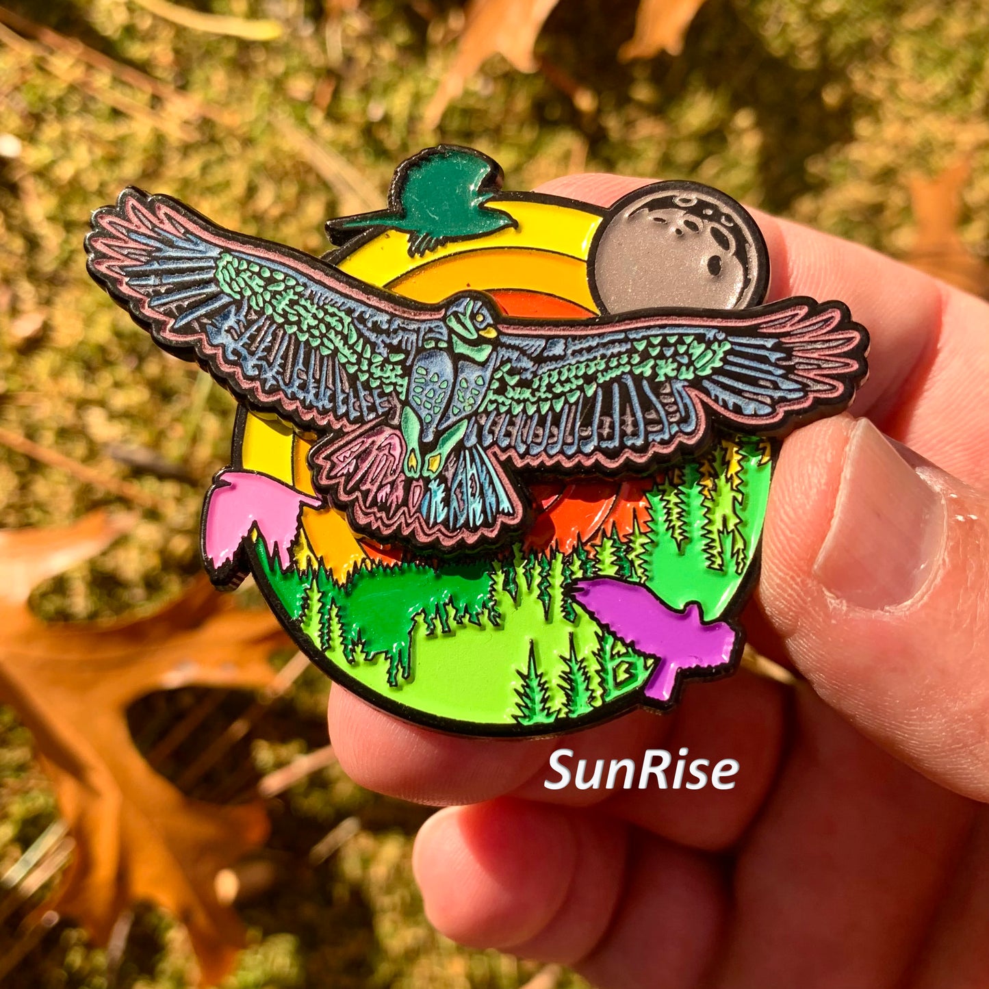 Hawk in Flight - Set of Four - Soft Enamel Double Layer Limited Edition Pins - PRESALE