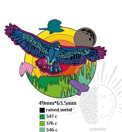 Hawk in Flight - Set of Four - Soft Enamel Double Layer Limited Edition Pins - PRESALE