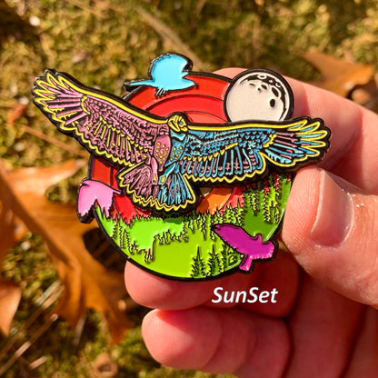 Hawk in Flight - Set of Four - Soft Enamel Double Layer Limited Edition Pins - PRESALE